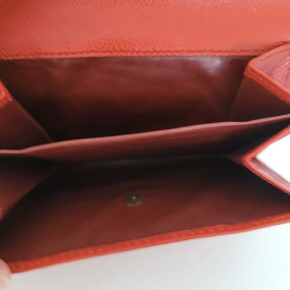 Etro Modern Brick Red Medium Leather Wallet Compact Logo Italian Bifold Solid - Picture 11 of 15